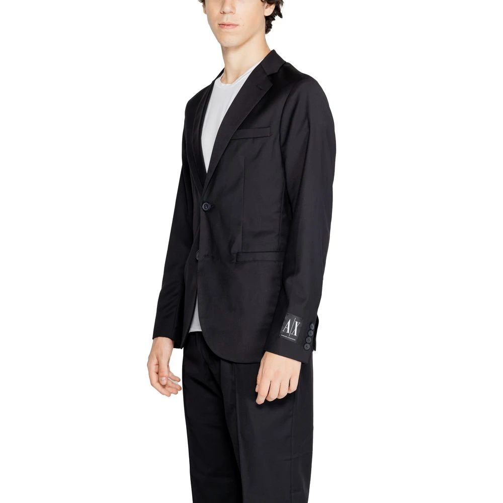 Armani Exchange Zwarte Polyester Blazer Herfst Winter Collectie Black Heren
