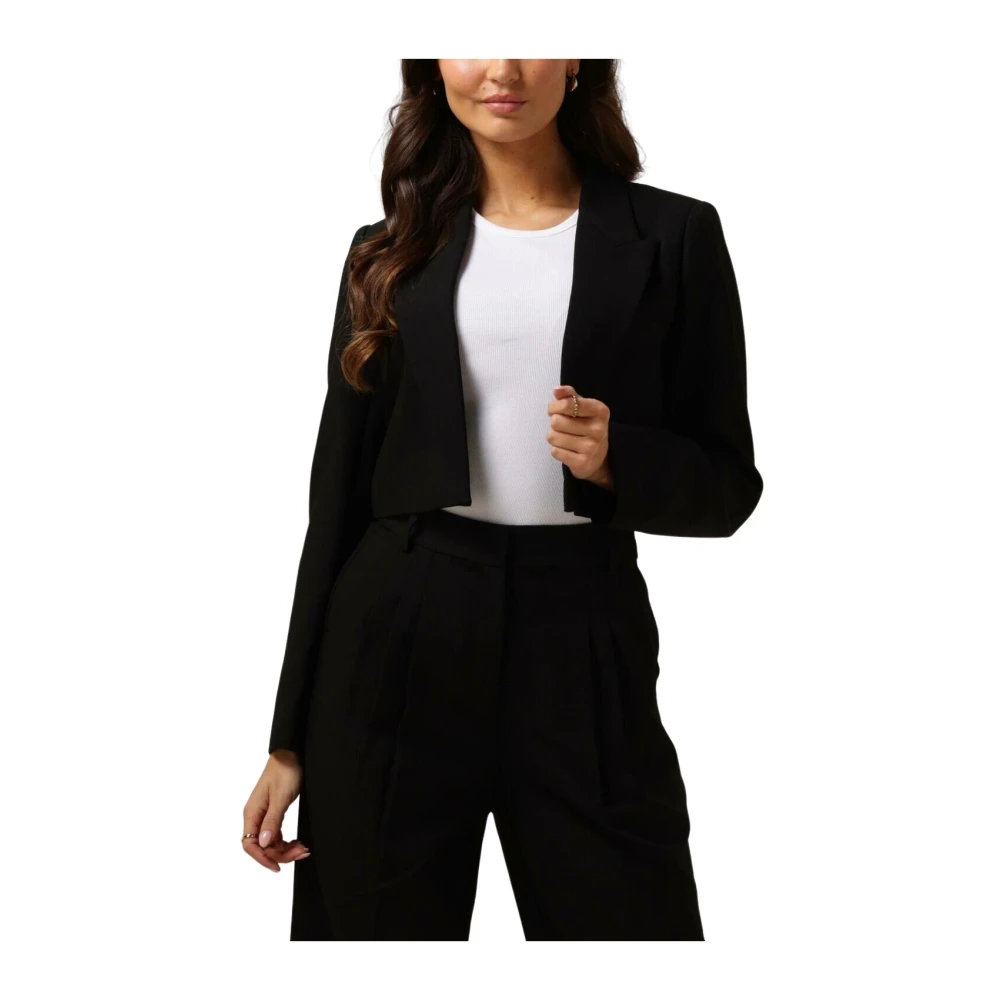 Co'Couture Zwarte Crop Blazer Stijlvolle Garderobe Toevoeging Black Dames