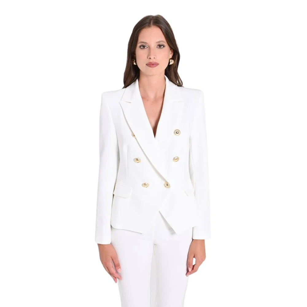 RINASCIMENTO Dubbelrijige blazer in technische stof White Dames