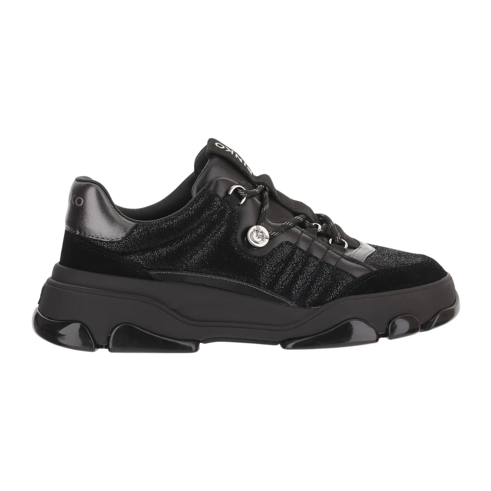 Pinko , Sneakers, Female, Black, 7 Uk, Athena Leather Trainers