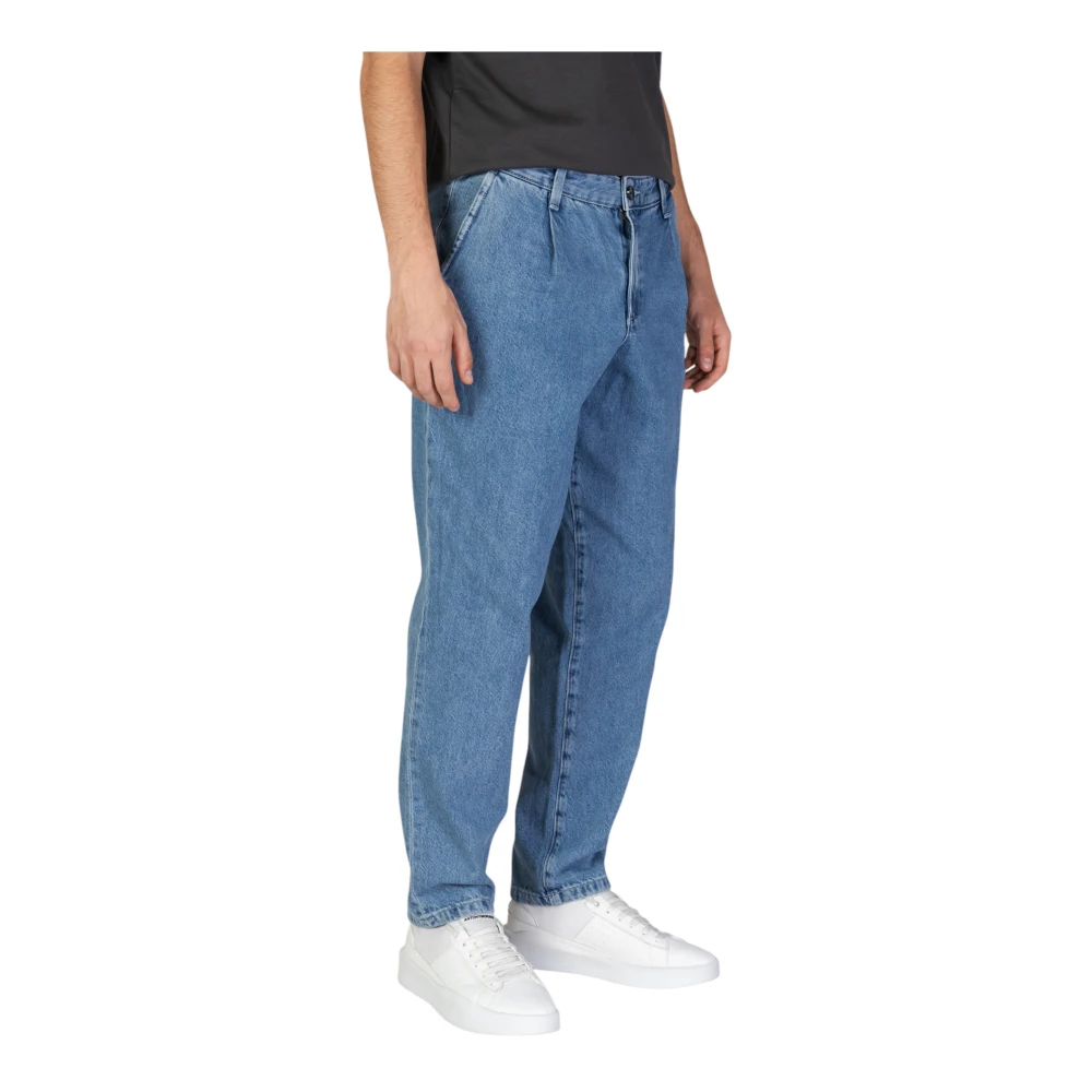 jack & jones Blauwe Katoenen Rits Knoop Jeans Blue Heren