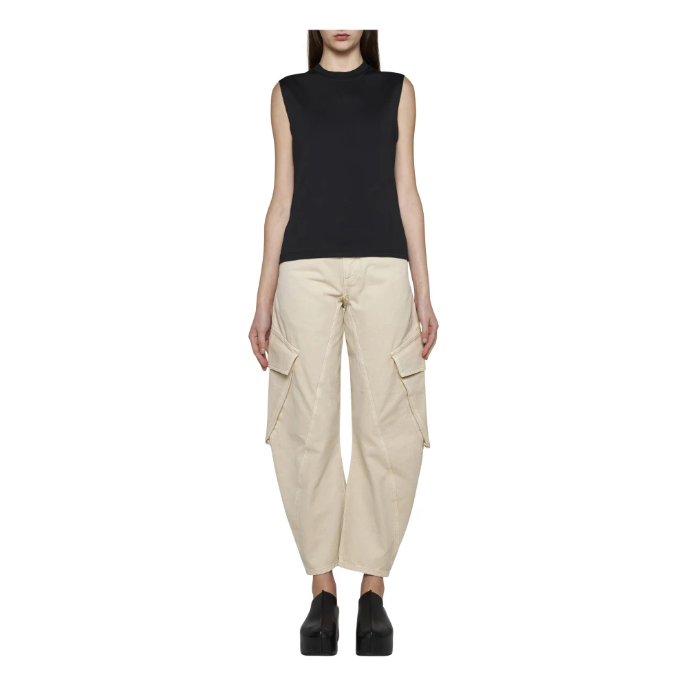 JW Anderson Zwarte Mouwloze Top met Geborduurd Logo Black Dames