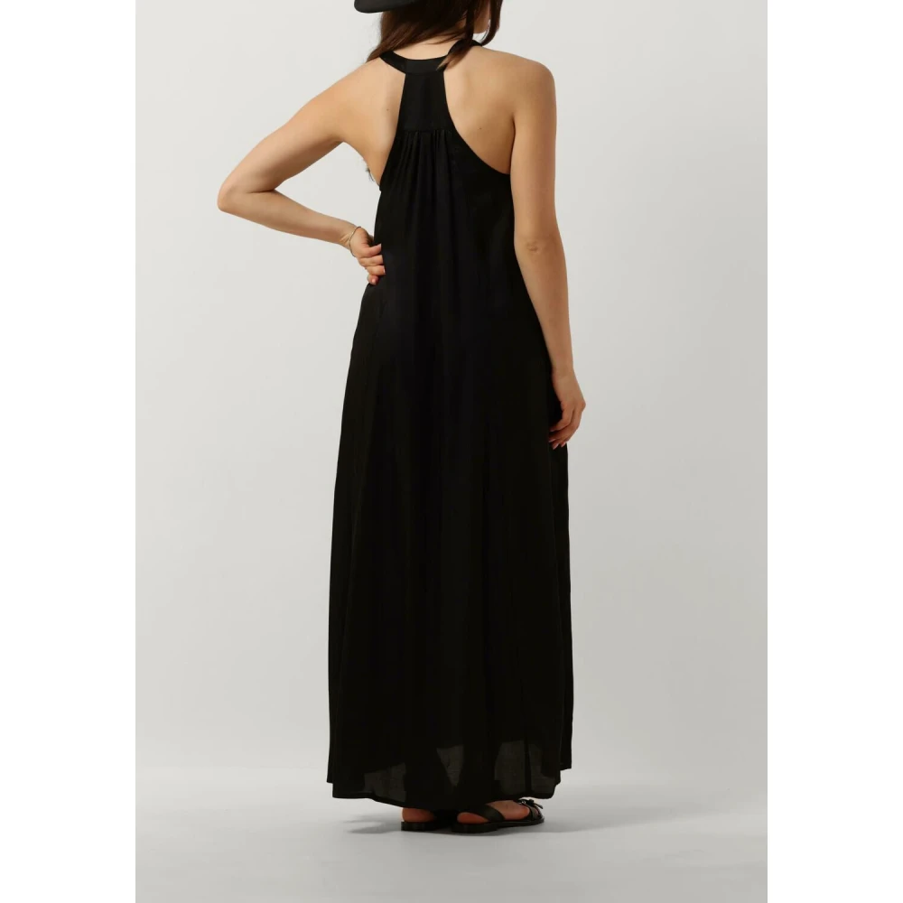 Summum Woman Elegante Zwarte Satijnen Midi Jurk Black Dames