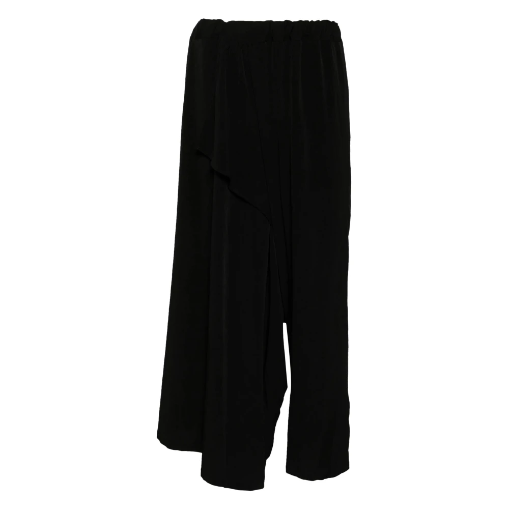 Yohji Yamamoto Zwarte Wrap Broek met Asymmetrisch Ontwerp Black Dames