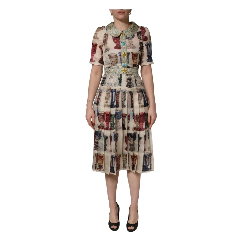 Dolce & Gabbana Vintage Glassware Midi Dress - Female - Midi Dresses - Multicolor - 2XS - Dresses