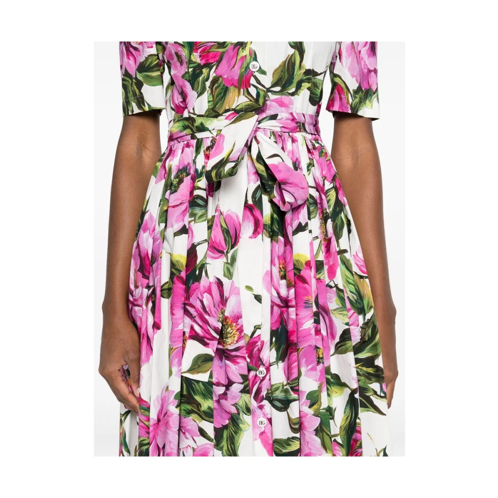 Dolce & Gabbana Ultra Roze Jurk met knoopsluiting Multicolor Dames