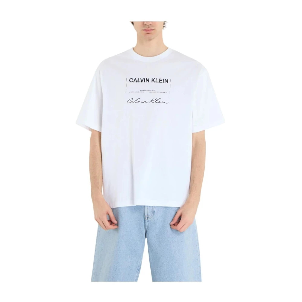 Calvin Klein Men's White T-Shirt - T-Shirts - Xs - Tops