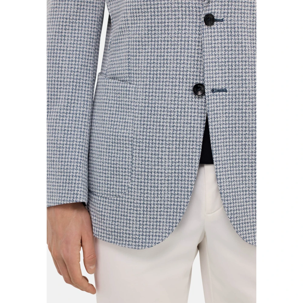 Boggi Milano Jersey Houndstooth Jas Blue Heren