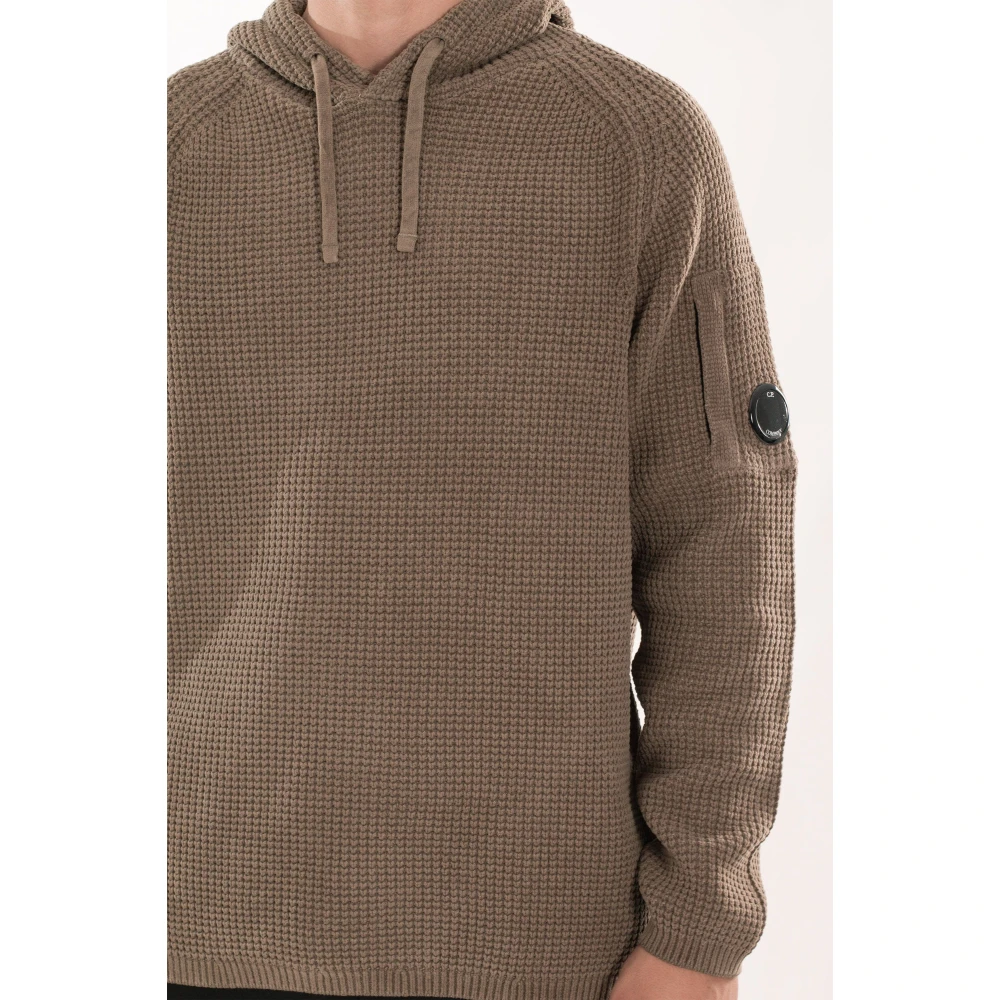 C.P. Company Chenille Wafel Gebreide Hoodie Beige Heren