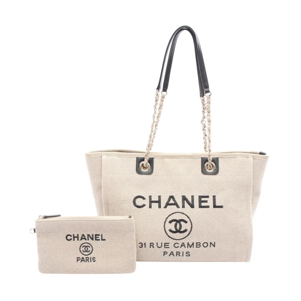 Chanel Vintage Women's Brown Pre-Owned Canvas Tote Bag With Pouch