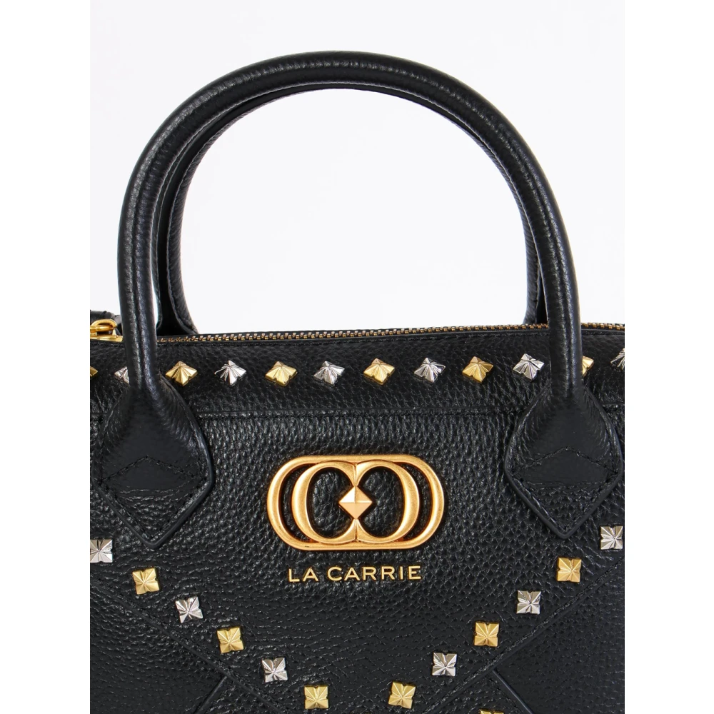 La Carrie Gestikte leren handtas Black Dames