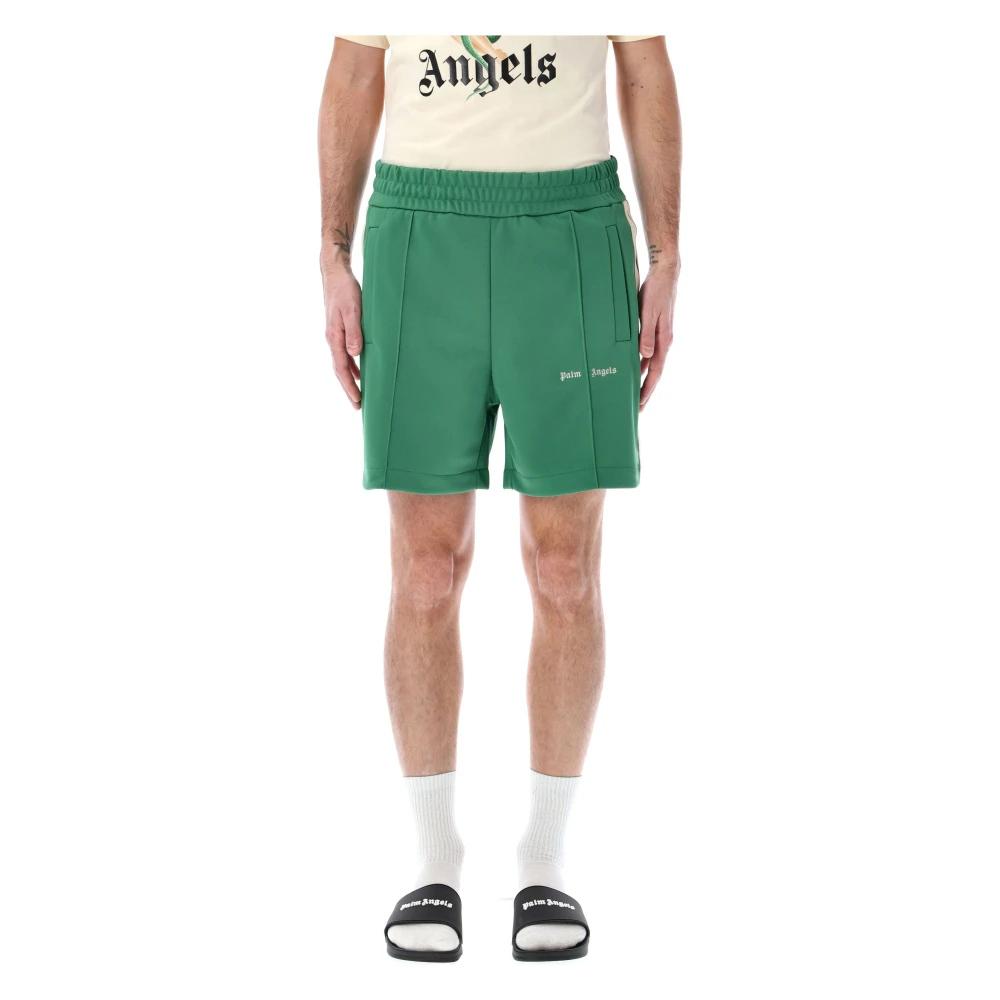 Palm Angels Logo Track Shorts voor Heren Green Heren