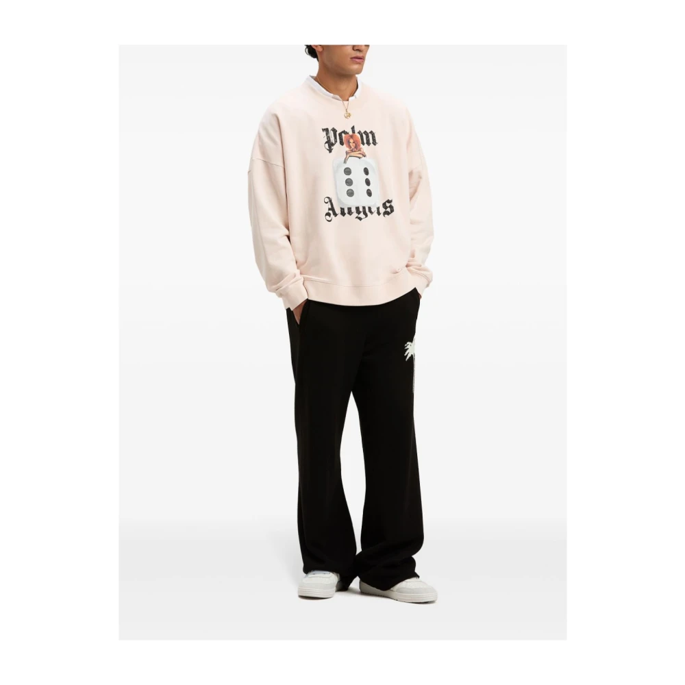 Palm Angels Lichtroze Sweater Voorprint Lange Mouw Pink Heren