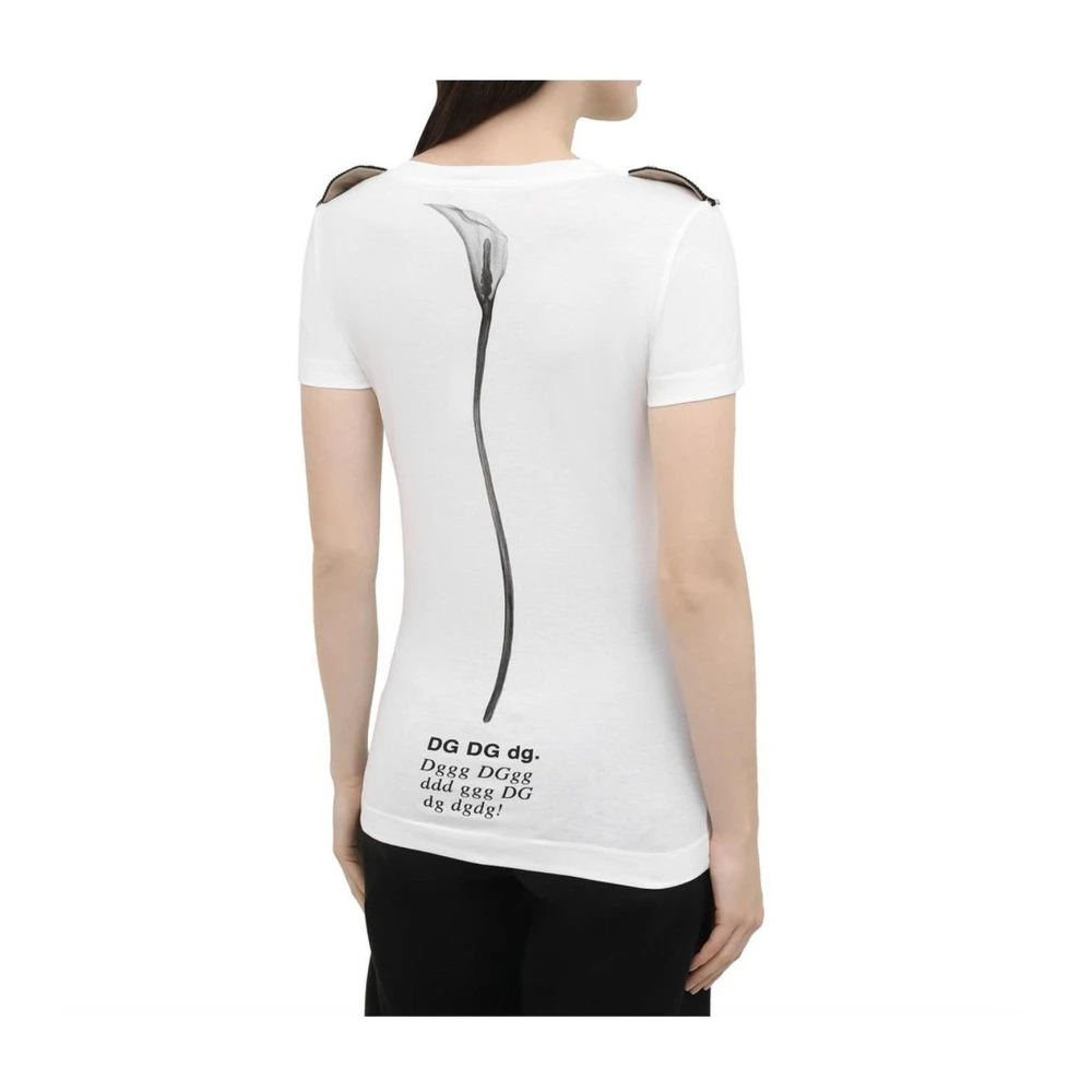 Dolce & Gabbana Premium Katoenen Mouwloos Merkprint Shirt White Dames