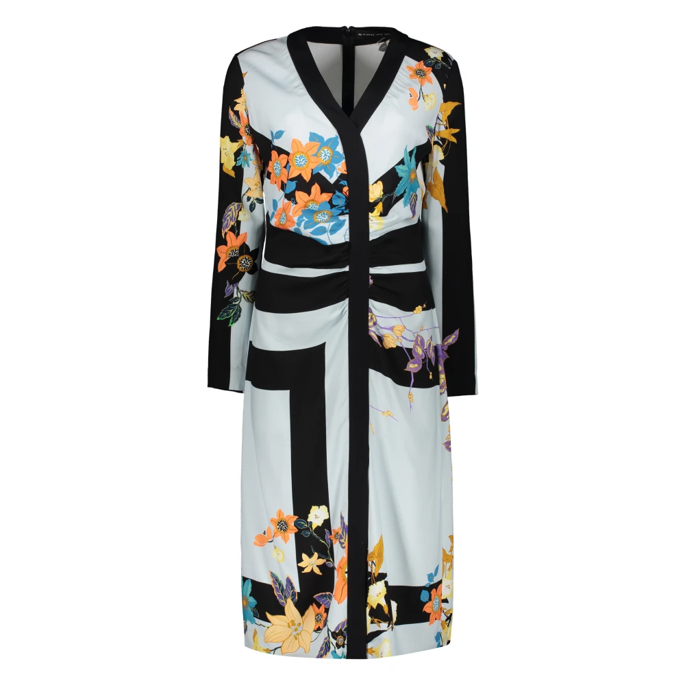 ETRO Bloemen Midi Jurk met Voorspleet Multicolor Dames