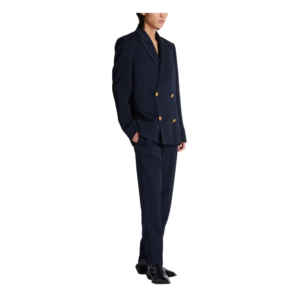 Balmain PB Labyrinth satin jacquard blazer Blue Heren