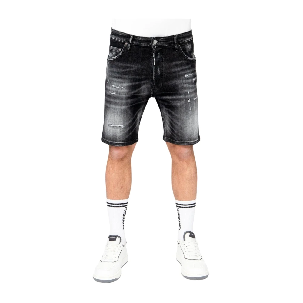 My Brand Zwarte Distressed Denim Shorts Black Heren