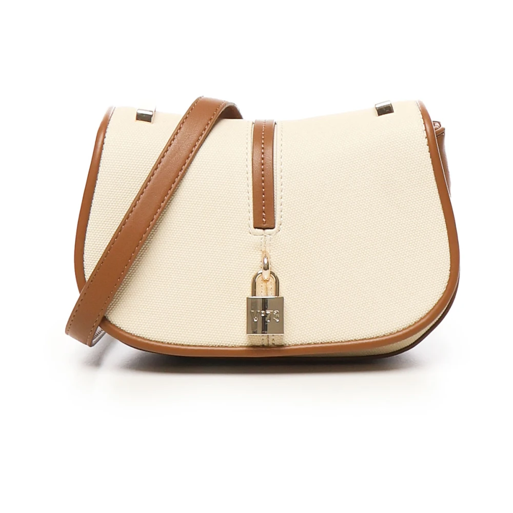 V73 Beige Crossbody Tas met Hangslot Sluiting Beige Dames