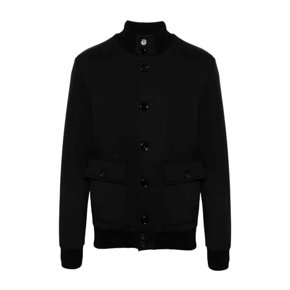Dondup Zwarte Scuba Jas met Ribboord Black Heren