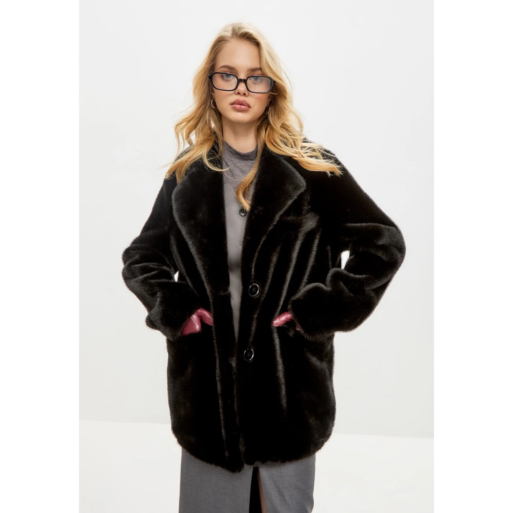 Cesare Gaspari Faux Fur & Shearling Jackets Black Dames