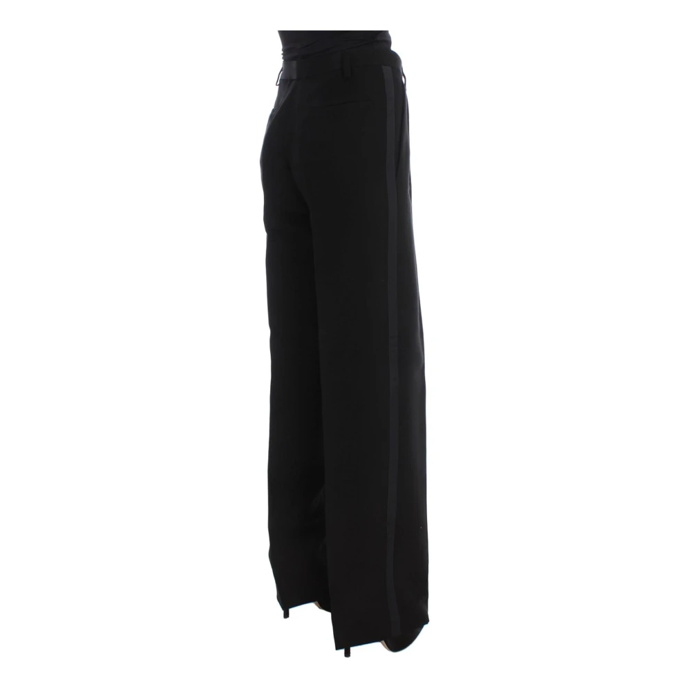 Ermanno Scervino Zwarte Gestreepte Wijde Broek Black Dames