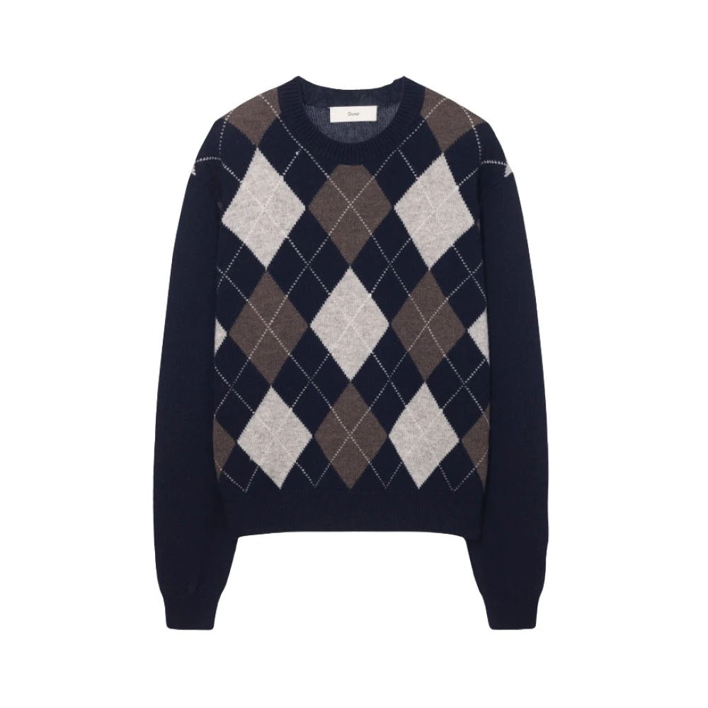 Dunst Argyle Crew Neck Jumper - Male - Round-Neck Knitwear - Multicolor - M - Knitwear - Image 3