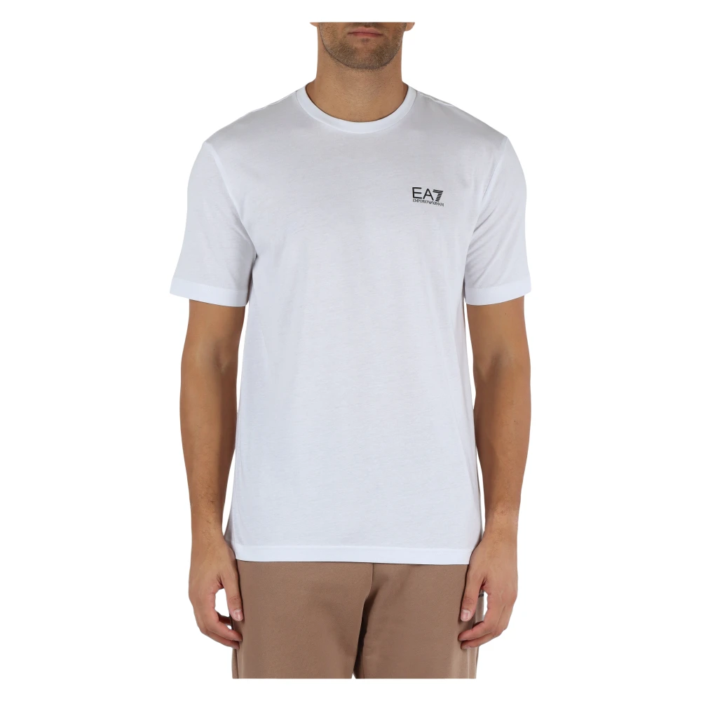 Emporio Armani Ea7 Men's White T-Shirts, Xs, Cotton Logo Print T-Shirt