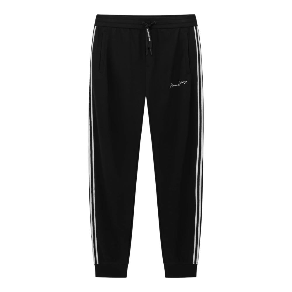 Armani Exchange Sweatpants, Male, Xl, Stretch Viscose Sports Trousers Black