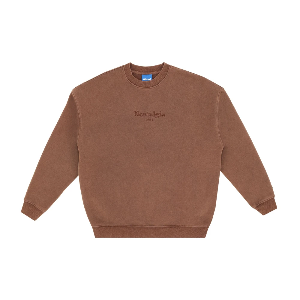 Usual Bruine Crewneck Sweater Herfst Winter 2024 Brown Heren