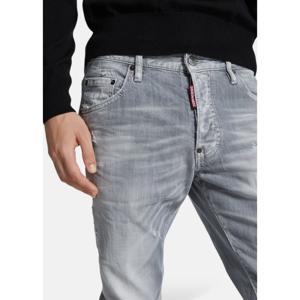 Dsquared2 Geborsteld Grijs Skater Jeans Gray Heren
