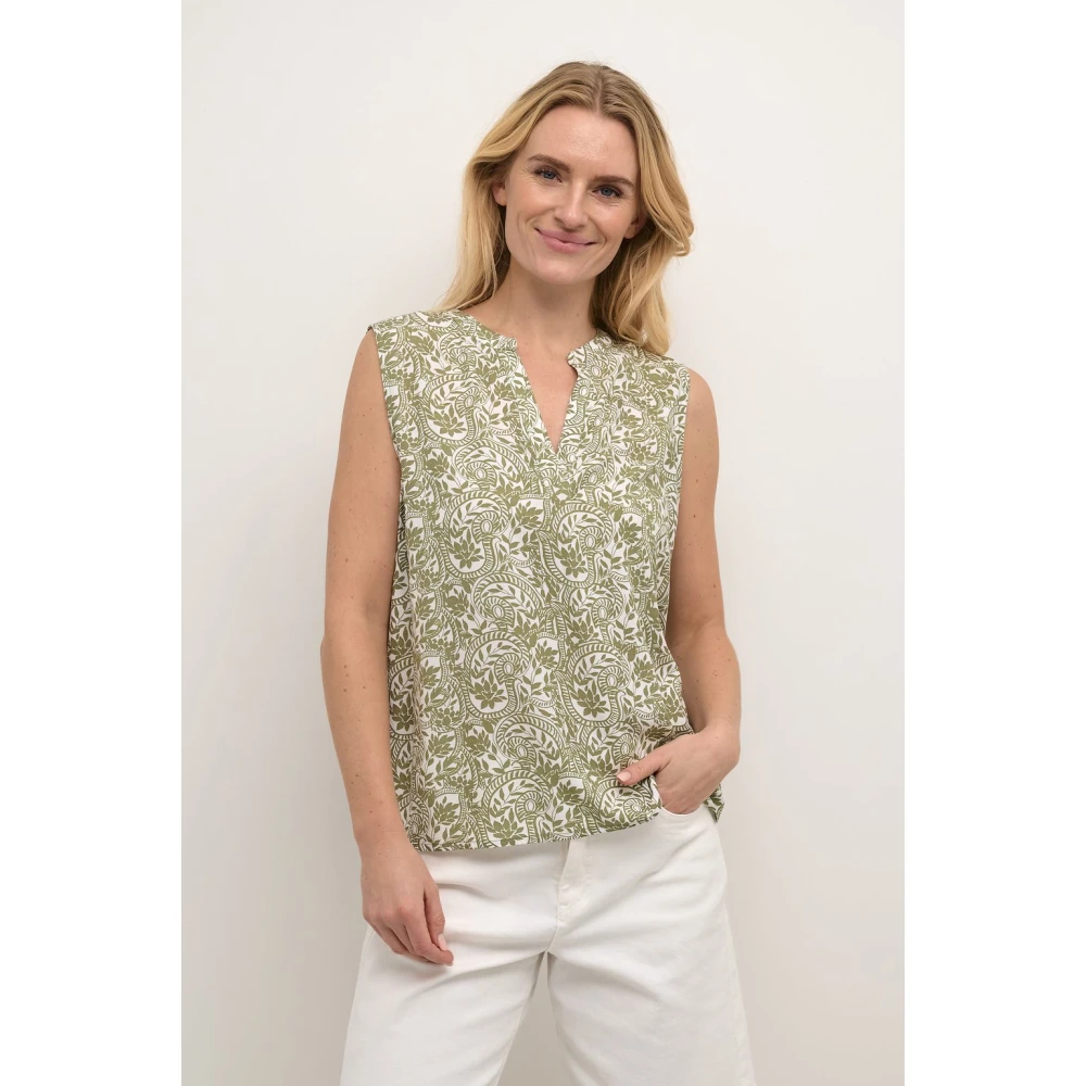 Cream Sleeveless Tops Multicolor Dames