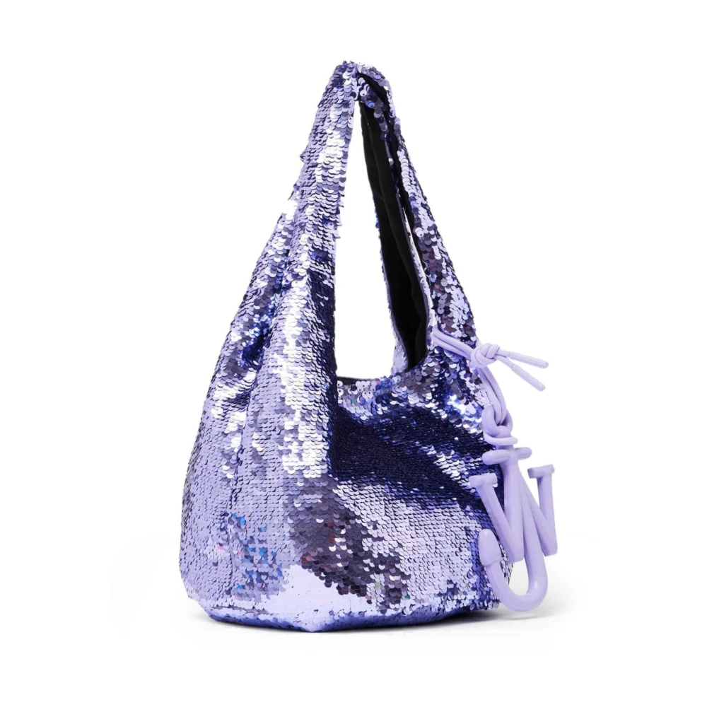 JW Anderson Paarse Pailletontwerp Handtas met Logohanger Purple Dames