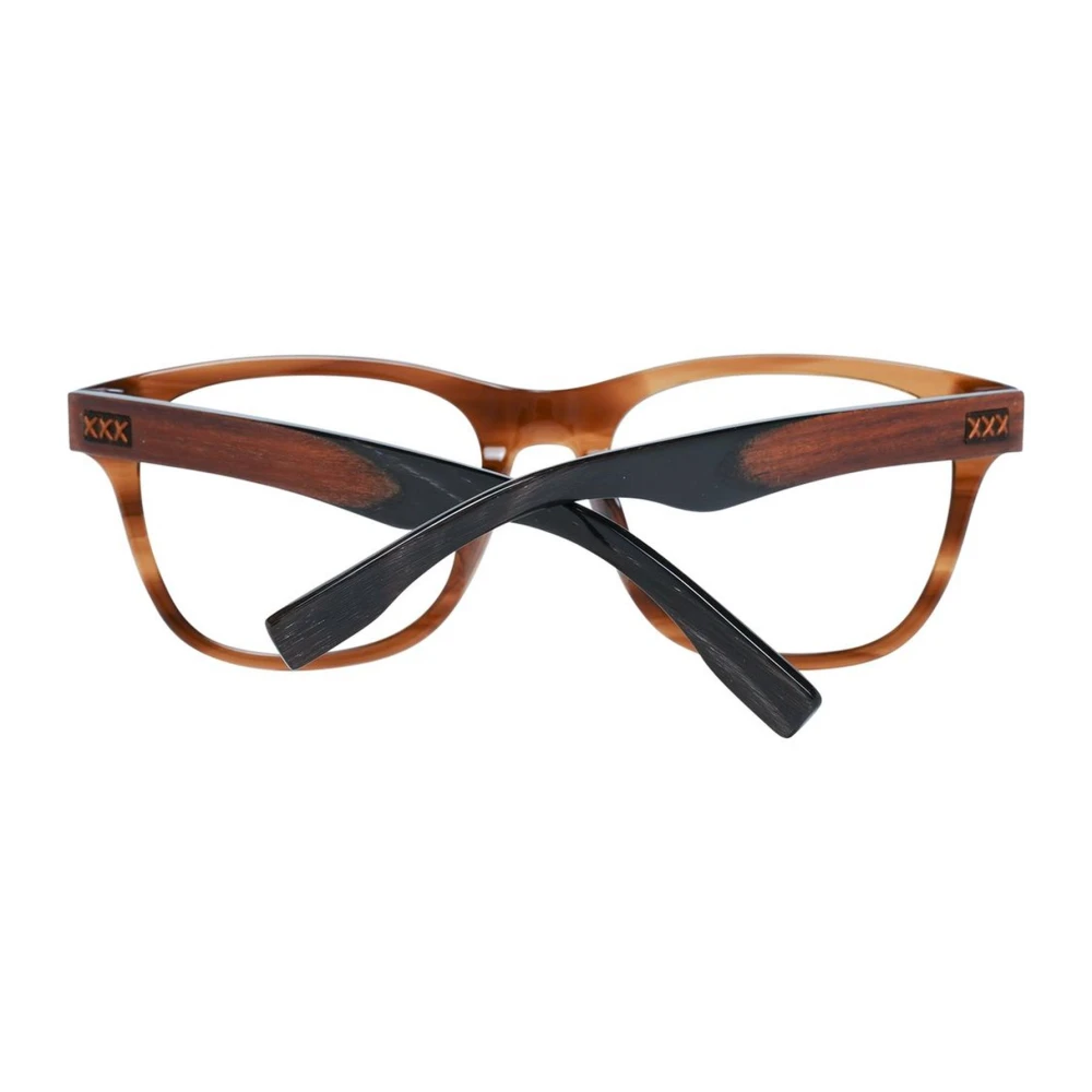 Ermenegildo Zegna Bruine Rechthoekige Kunststof Optische Monturen Brown Heren