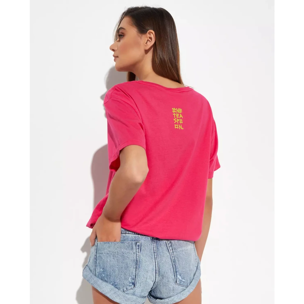 One Teaspoon Roze oversized T-shirt met ronde hals Pink Dames