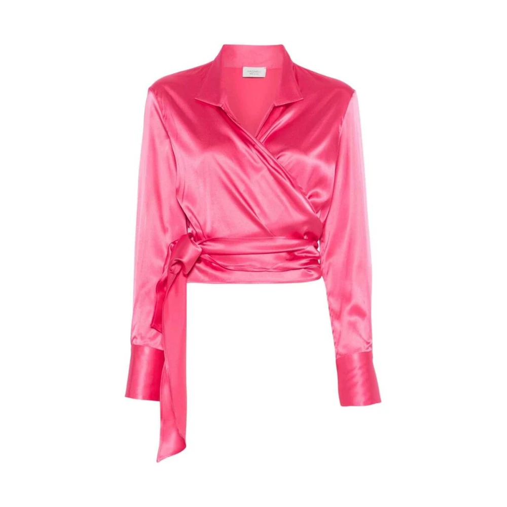 Mazzarelli Zijde Blend Wrap Shirt Pink Dames