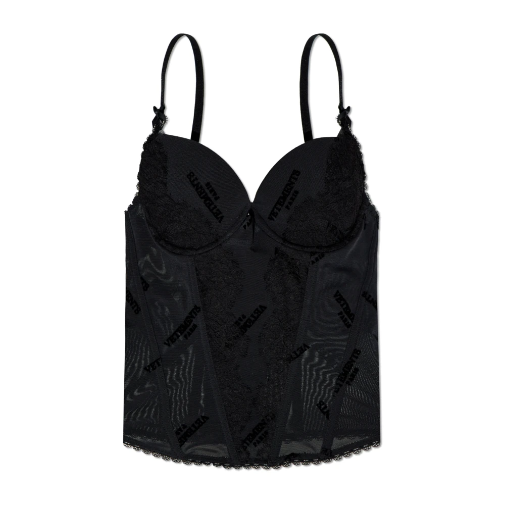 Vetements Logo Top Black Dames