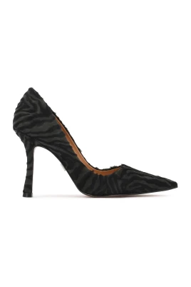Zebra mönster läder pumps med borstar