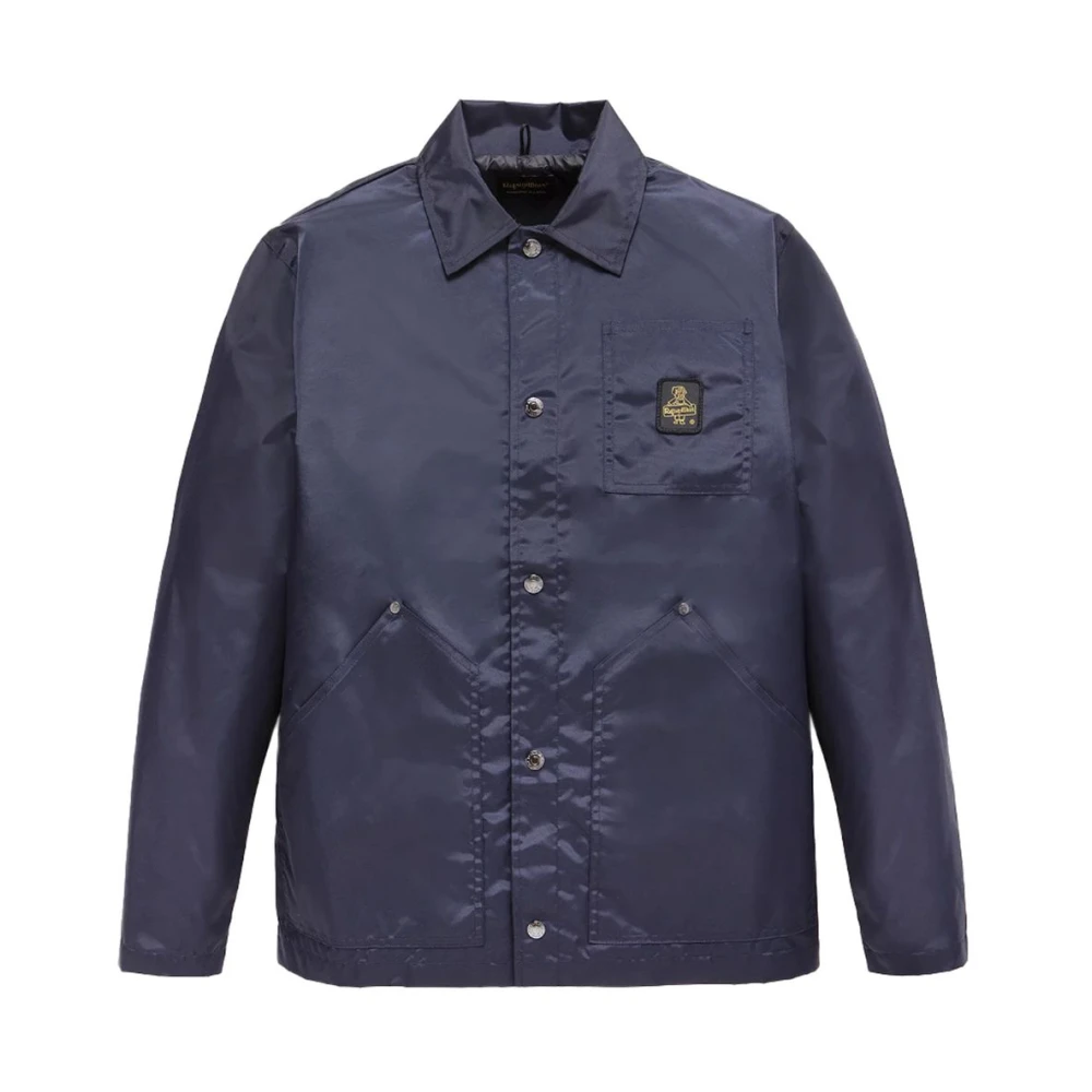 RefrigiWear Nylonjas Matte Finish Knoopsluiting Blue Heren