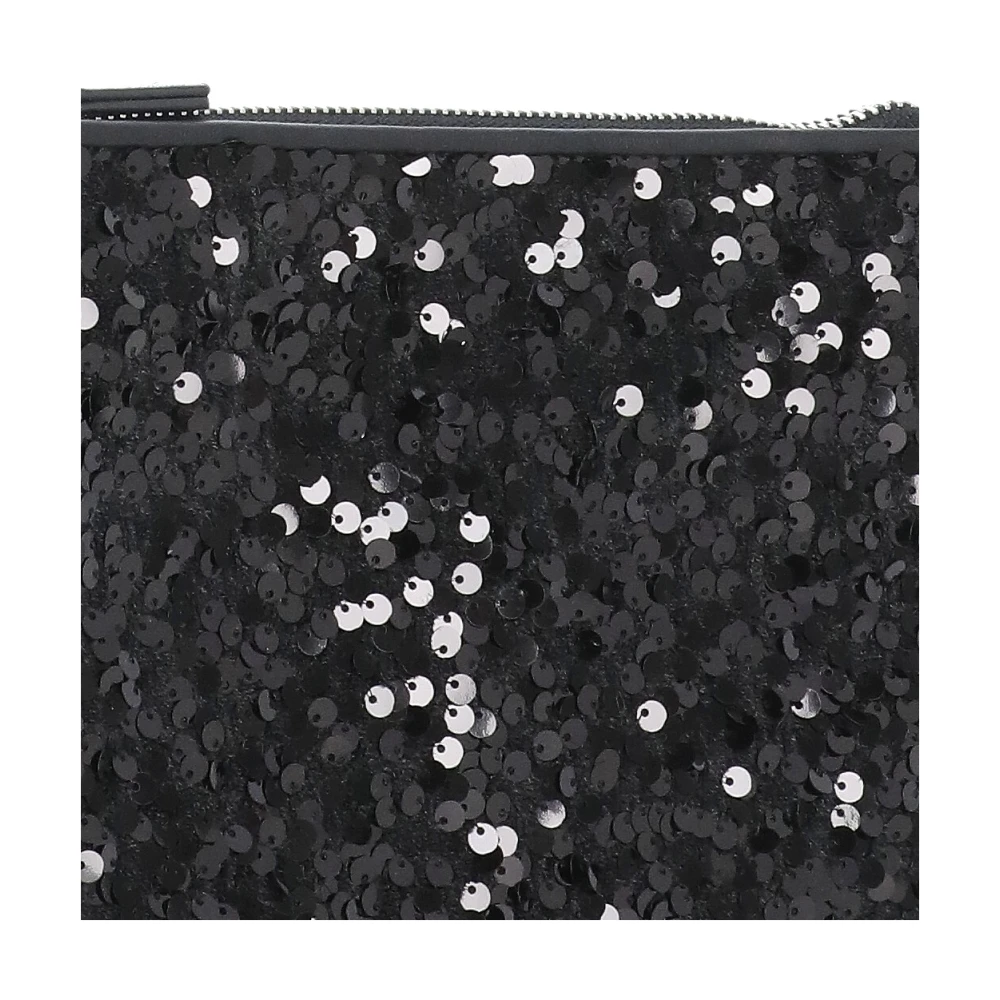 Coccinelle Zwarte leren Pochette met Pailletten Black Dames
