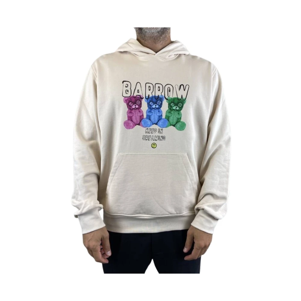 Barrow Beige Hoodie met Capuchon Turkoois White Heren