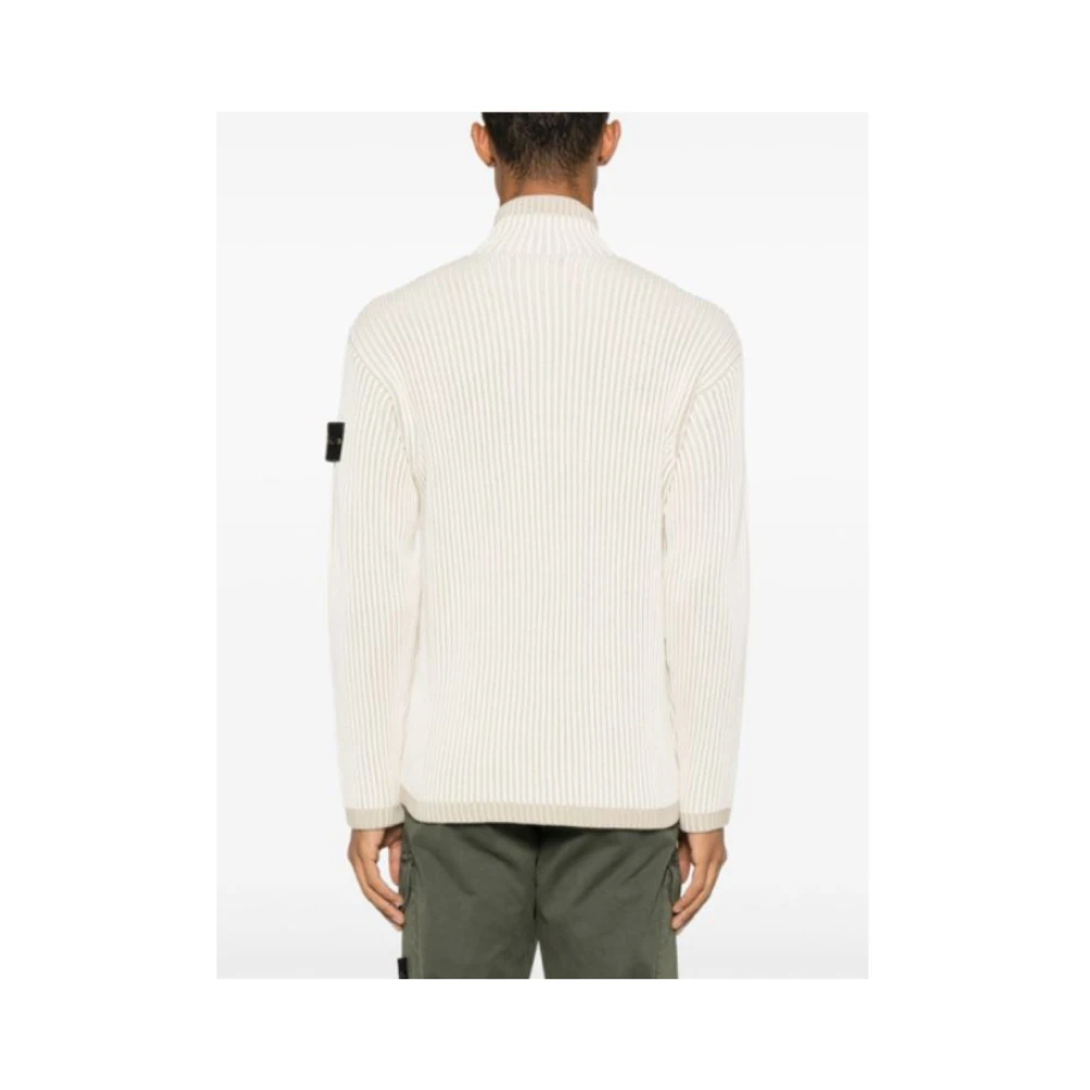 Stone Island Ribgebreide Hoge Hals Trui Beige Heren