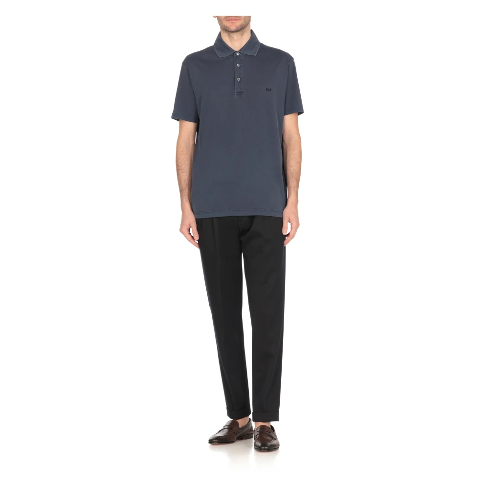Fay Blauw Poloshirt met Knopen Blue Heren