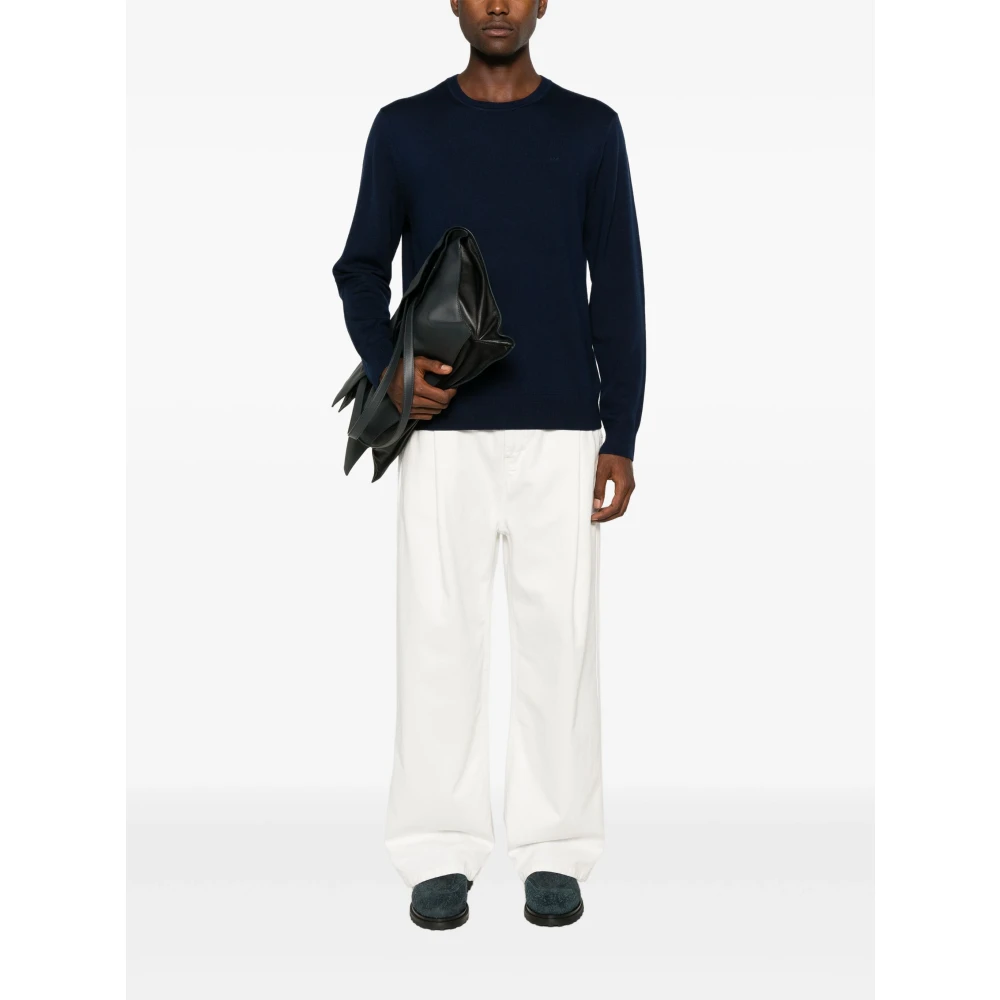 Michael Kors Midnight Merino Crew Gebreide Trui Blue Heren