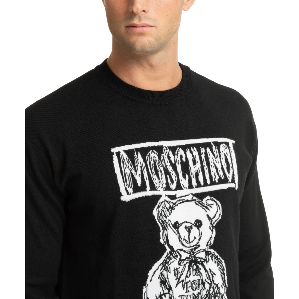 Moschino Abstract Teddy Bear Sweater met Logo Black Heren