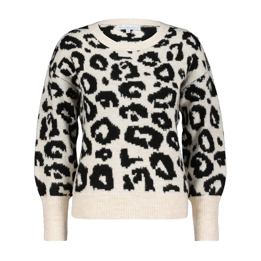 Red Button Leopardprint trui met brede manchet White Dames