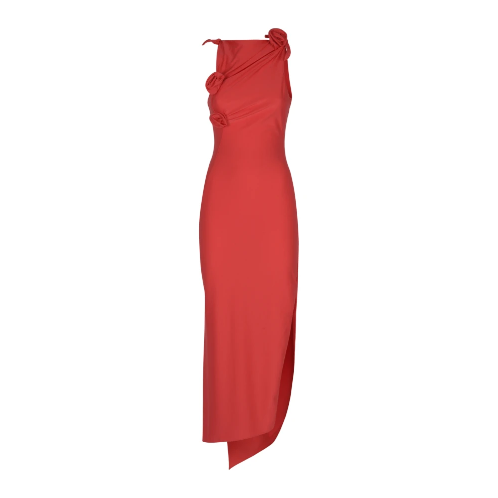Coperni Rode Asymmetrische Bloem Jurk Red Dames