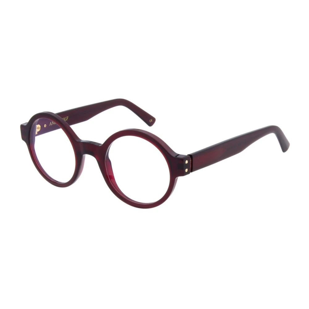 Andy Wolf Burgundy Red Acetat Runda Glasögon Brown, Herr