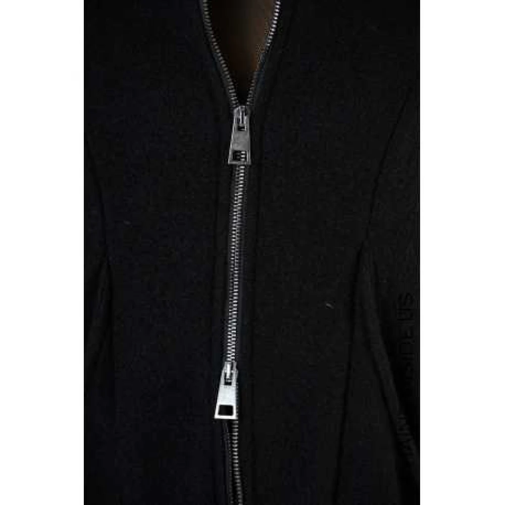 La Haine Inside Us Zwarte leren mouw lange jas Lw799 Black Dames