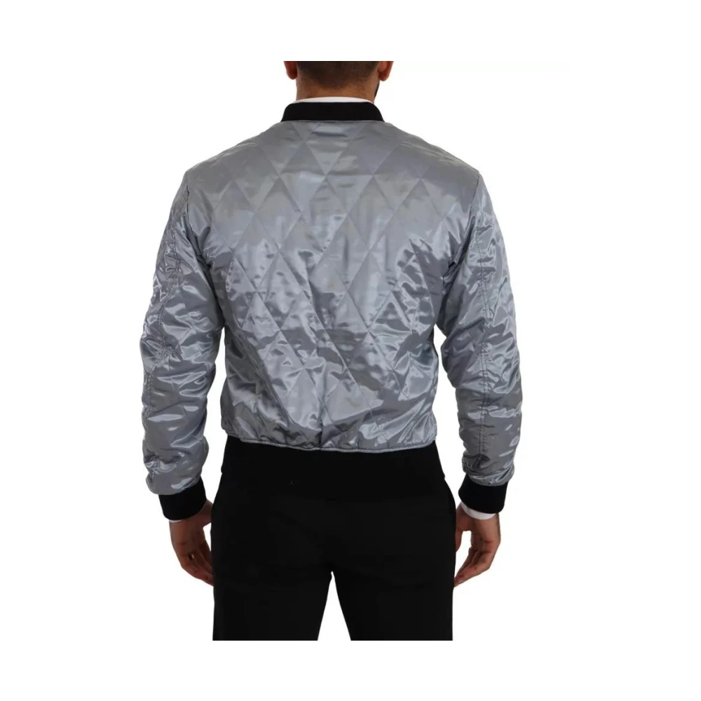 Dolce & Gabbana Blauwe Bomberjack met Logodetails Blue Heren
