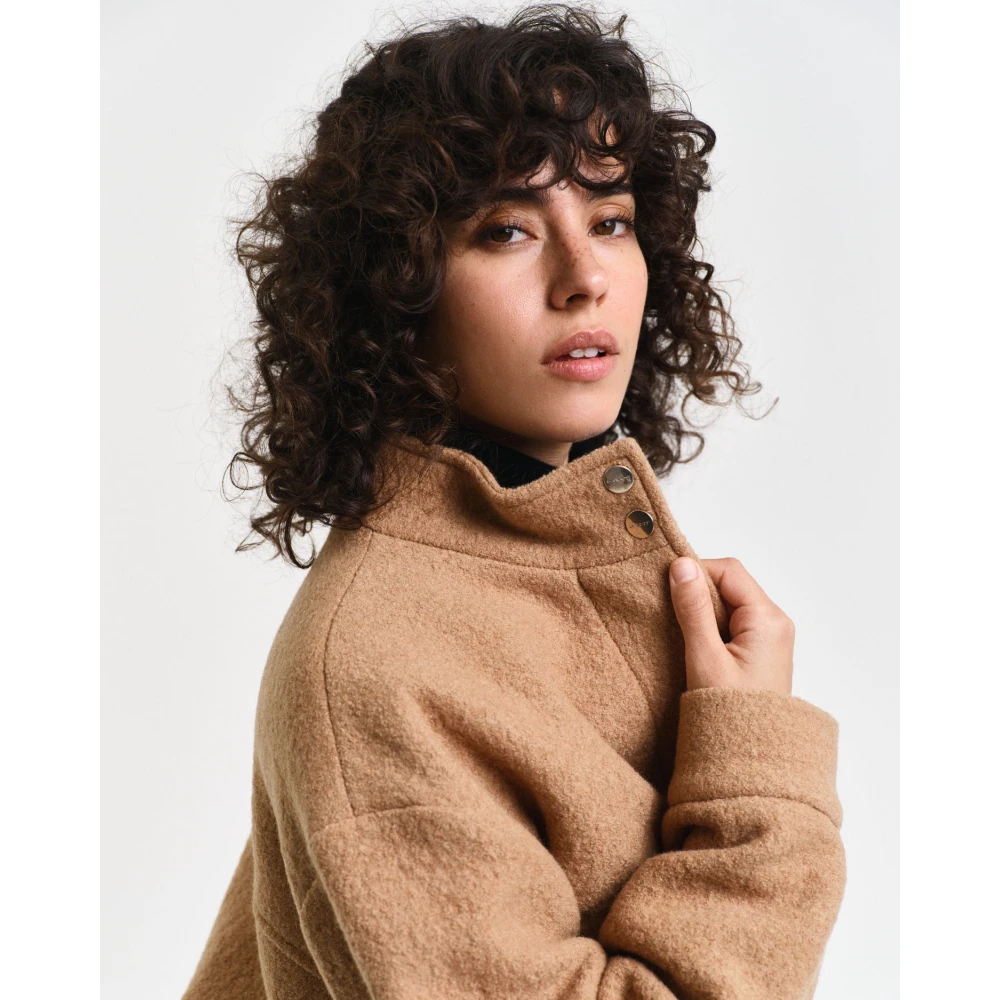 Gant Beige Wool Harrington Jas Buitenkleding Beige Dames
